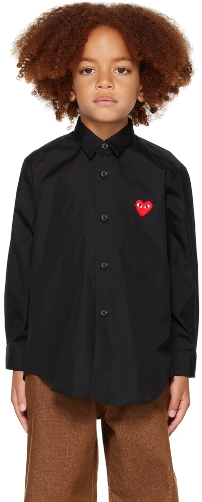 Shop Comme Des Garçons Play Kids Black Heart Patch Shirt In 1 Black