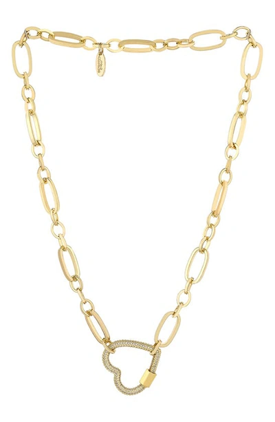 Shop Ettika Crystal Pavé Heart Clasp Necklace In Gold