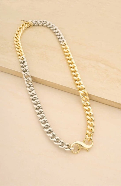 Shop Ettika Mixed Finish Chain Necklace In Gold