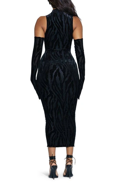Naked Wardrobe Tiger Print Midi Body-con Dress In Black Tiger Print