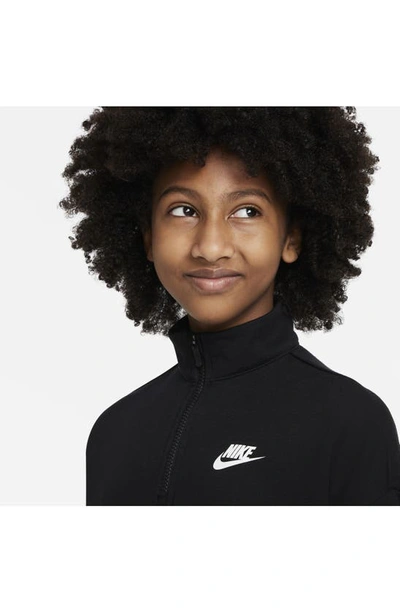 Shop Nike Kids' Club Fleece Half Zip Sweatshirt In Black/ White