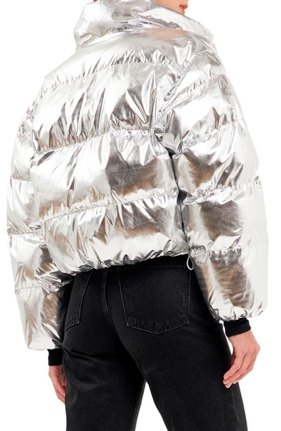 Grey Lab Crop Puffer Jacket In Metallic