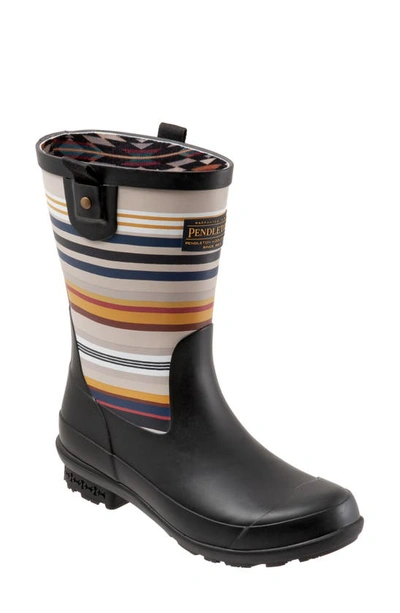 Shop Pendleton Bridger Stripe Waterproof Rain Boot In Black