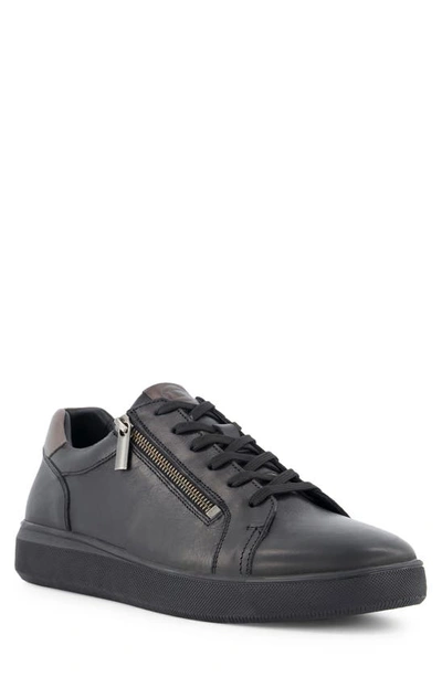 Shop Dune London Tribute Zip-up Leather Sneaker In Black