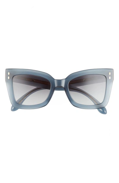 Shop Isabel Marant 52mm Flared Rectangular Sunglasses In Blue / Grey Shaded