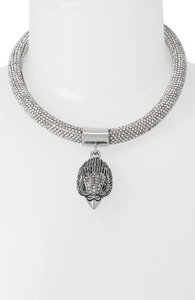 Kurt Geiger Shimmer Mesh Rope Eagle Collar Necklace, 16 In Crystal