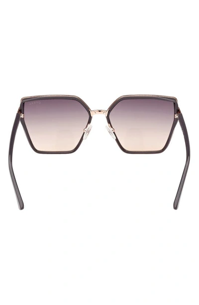 Shop Guess 59mm Gradient Geometric Sunglasses In Grey/ Gradient Smoke