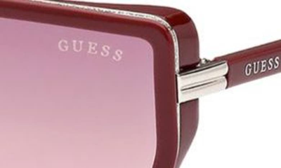 Shop Guess 59mm Gradient Geometric Sunglasses In Shiny Bordeaux / Gradient