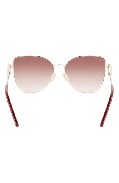 Shop Ferragamo 60mm Gradient Cat Eye Sunglasses In Gold/ Peach Gradient