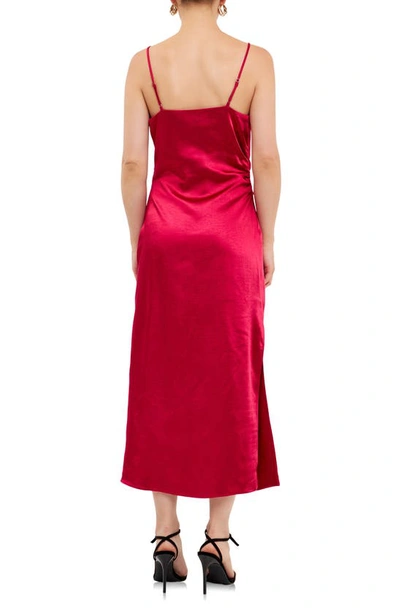 Endless Rose Surplice Satin Slipdress In Rouge