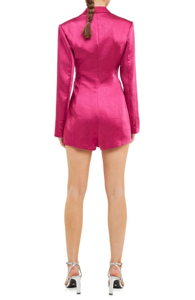 Endless Rose Long Sleeve Satin Blazer Romper In Orchid