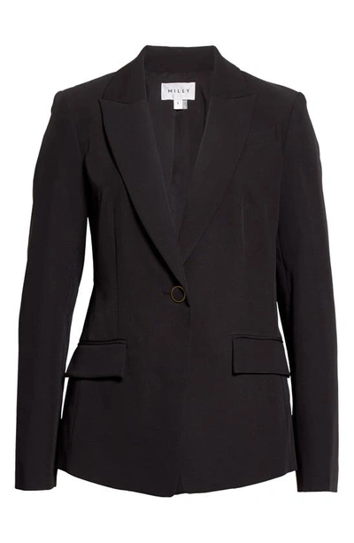 Shop Milly Cady Avery One-button Blazer In Black
