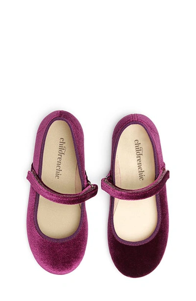 Shop Childrenchic Velvet Mary Jane Shoe In Violet