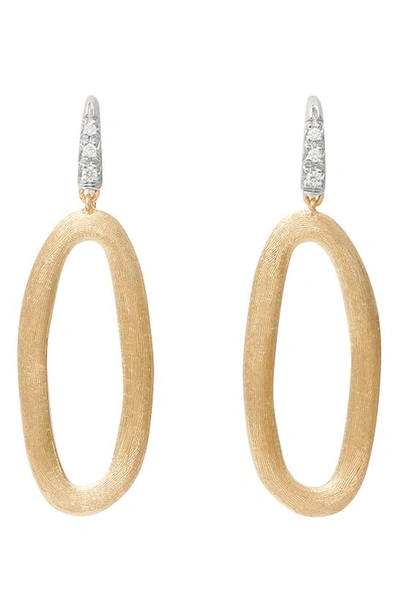 Shop Marco Bicego Jaipur Oval Link Diamond Hook Earrings In Yellow/ White Gold