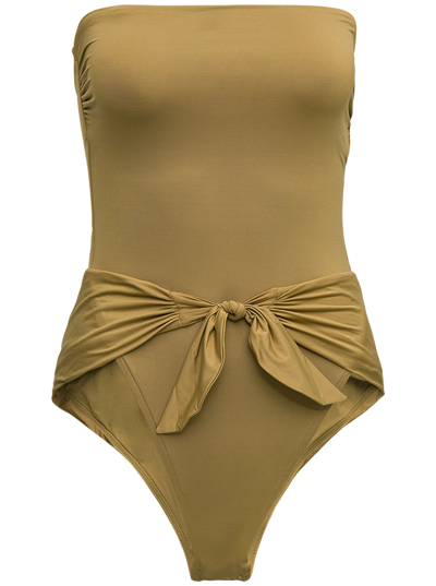 Shop Zimmermann Aliane Tie Swimsuit With Bow Detail In Green