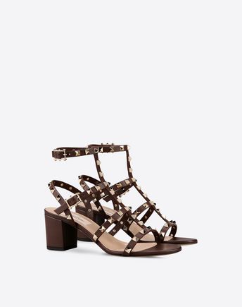 valentino rockstud block heel cage sandal