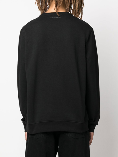 Shop Karl Lagerfeld Crew Neck Sweater With Logo In Black