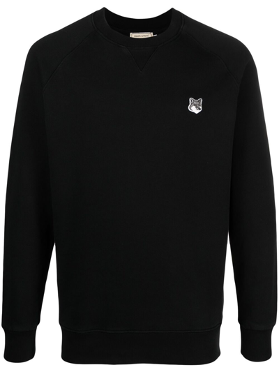 Shop Maison Kitsuné Cotton Logo Sweatshirt In Black
