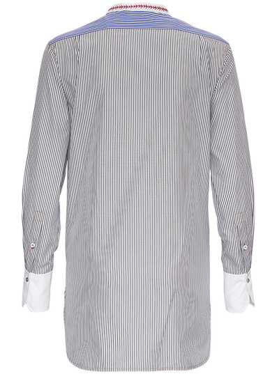 Shop Chloé Striped Cotton Shirt With Contrasting Bib In Blu