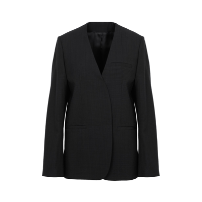 Shop Totême Collarless Suit Blazer Jacket In Black