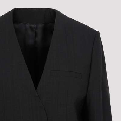 Shop Totême Collarless Suit Blazer Jacket In Black
