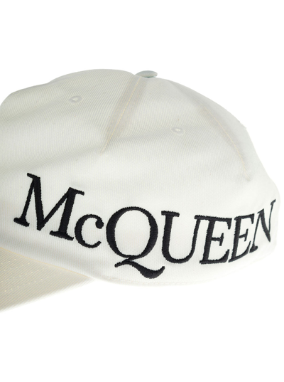 Shop Alexander Mcqueen White Cotton Hat With Logo