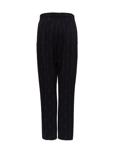 Shop Balenciaga Wide Trousers With All Over Logo In Black