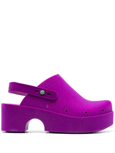 Shop Xocoi Slingback Platform Velvet Mules In Purple