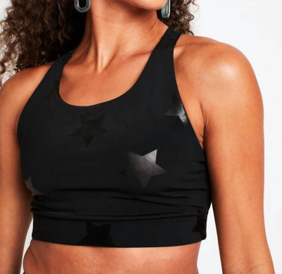 Shop Terez Uplift Sports Bra In Black Tonal Star Foil In Multi