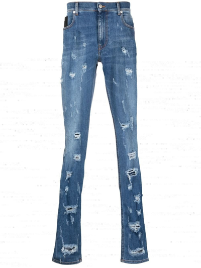 Shop Alyx Blue Skinny Jeans With Worn Effect