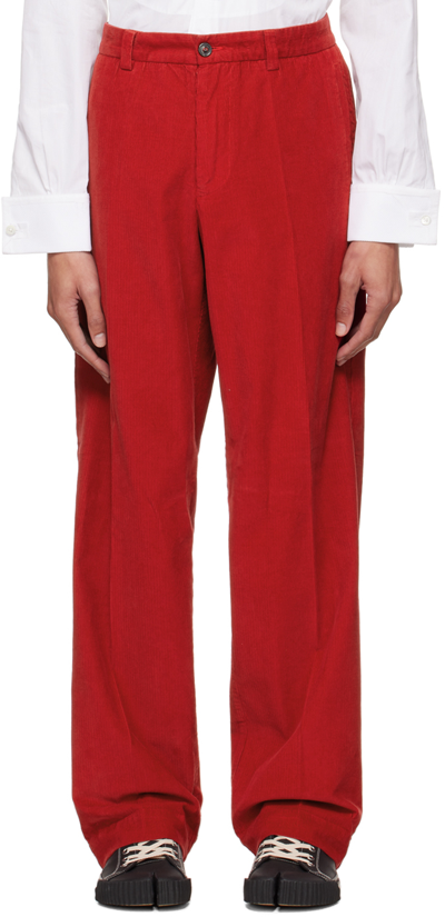 Shop Maison Margiela Red Belt Loops Trousers In 206 Rust