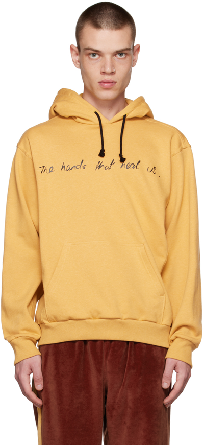 Shop Bethany Williams Yellow Spencer Buttons Hoodie In Mustard