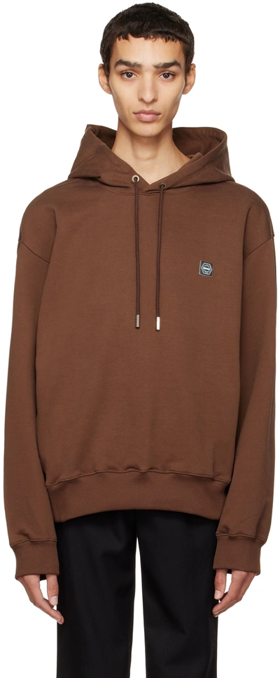 Shop Solid Homme Brown Embroidered Hoodie In 715d Mud
