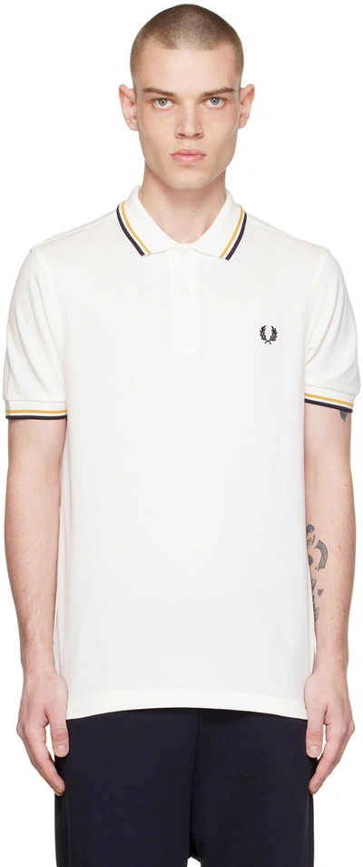 Mijnwerker Automatisering Rand Fred Perry White Twin Tipped Polo In P62 Snwht/gold/navy | ModeSens