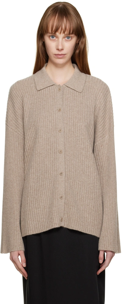 Shop Reformation Taupe Fantino Cardigan In Oatmeal