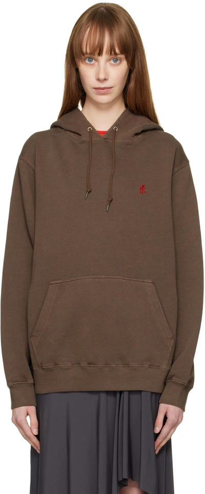 Shop Gramicci Brown One Point Hoodie In Brown Pigment