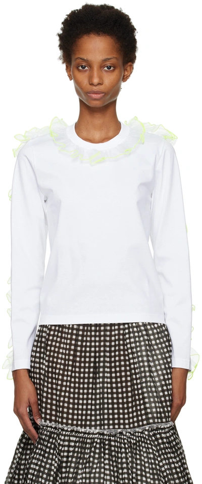 Shop Noir Kei Ninomiya White Ruffle Long Sleeve T-shirt In 2 White