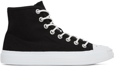 Shop Acne Studios Black Canvas High Sneakers In Black/off White
