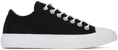 Shop Acne Studios Black Canvas Low Sneakers In Black/off White