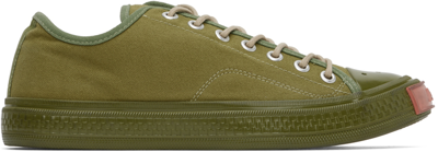 Shop Acne Studios Green Canvas Low Sneakers In Ab7 Olive Green