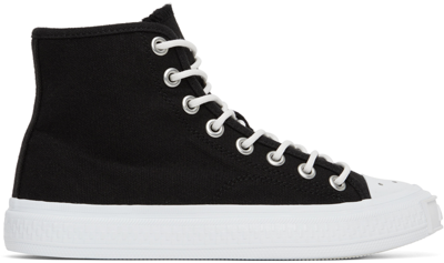 Shop Acne Studios Black Canvas High Sneakers In Cgl Black/off White