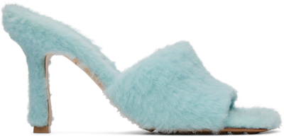 Shop Bottega Veneta Blue Stretch Heeled Sandals In 4545 Pale Blue