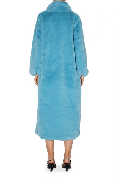 Shop Something New Mila Faux Fur Coat In Blue Jewel