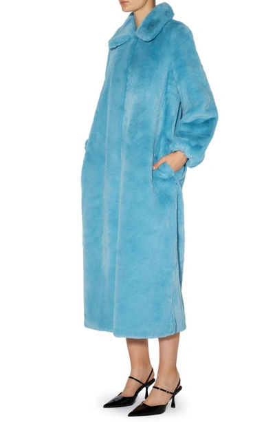 Shop Something New Mila Faux Fur Coat In Blue Jewel