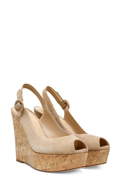 Shop Veronica Beard Dali Peep Toe Platform Wedge Sandal In Sand- Fa