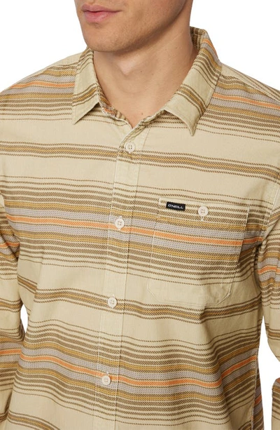 Shop O'neill Caruso Stripe Button-up Shirt In Light Khaki 2