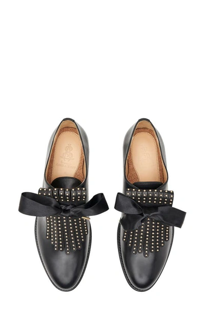 The Office Of Angela Scott Ms. Jane Stud Kiltie Leather Loafers In Black