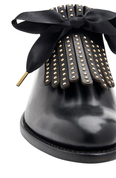 The Office Of Angela Scott Ms. Jane Stud Kiltie Leather Loafers In Black