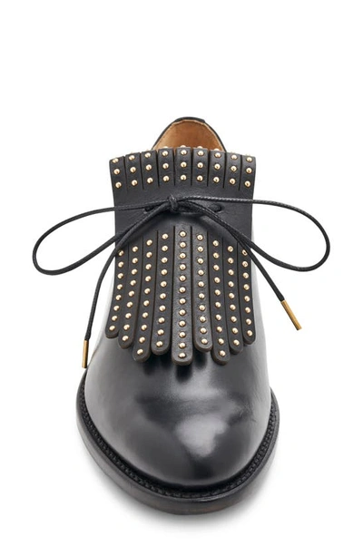 The Office Of Angela Scott Ms. Jane Stud Kiltie Leather Loafers In Black