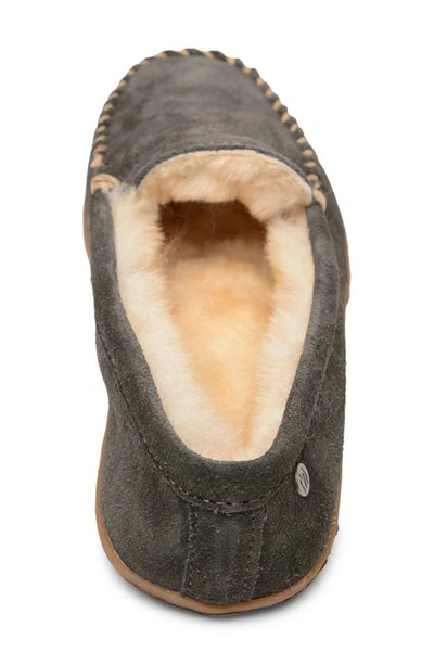 Minnetonka Tobie Water Resistant Genuine Shearling Moccasin Slipper In Charcoal